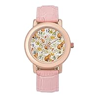 Cute Capybara Women's Watches Classic Quartz Watch with Leather Strap Easy to Read Wrist Watch