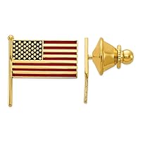 14k Yellow Gold Solid Enameled Flag Tie Tac Measures 19x18mm Wide Jewelry for Men