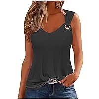 O Ring Tank Tops for Women Casual Scoop Neck Cami Summer Sleeveless Tank Shirts Plain Basic Tops Athletic Tees