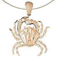 Crab Necklace | 14K Rose Gold Crab Pendant with 18