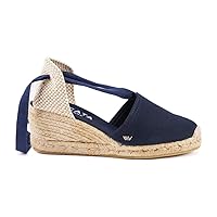 VISCATA Escala Espadrille Canvas Wedges with Sleek Ankle Laces Women's Lace Up Shoes Handmade in Spain Organic Cotton Canvas and 100% Natural Jute Midsole for All Occasions