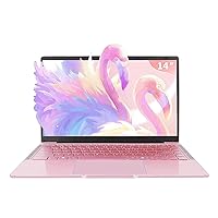 14-inch Rose Gold Laptop 【Win 11/Office 2019】 FHD Display Ultra Thin Portable Computer, High Speed Celeron J4105 (1.5-2.8GHz) DDR4 6G RAM 256GB SSD, Supports 180 ° Opening and Closing