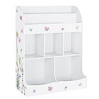 Toy Storage Organizer with Bookshelf, Toy Storage Cubby Children's Toy Shelf for Books, Toys, Toy Storage Cabinet for Girl and Boy, White