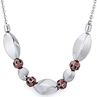 Peora Stainless Steel Necklace for Women, Elegant Two-tone Charm Jewelry, Hypoallergenic, 18 inch