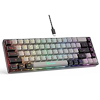 65% Gaming Keyboard, Wired Backlit Mini Keyboard, Ultra-Compact 68 Keys Membrane Gaming Wired Keyboard for PC Laptop Mac Gamer (Grey-Black)
