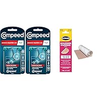 Compeed Advanced Blister Care Cushions 10 Count and Dr. Scholl's Moleskin Padding Roll, Blister Treatment Hydrocolloid Bandages and Cuttable Foot Cushioning