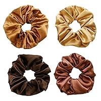 Large satin Scrunchies XL Silk Oversized Scrunchie for Thick long Hair Scrunchy Bobbles Hair Ties Jumbo for Women Girls (coffee)