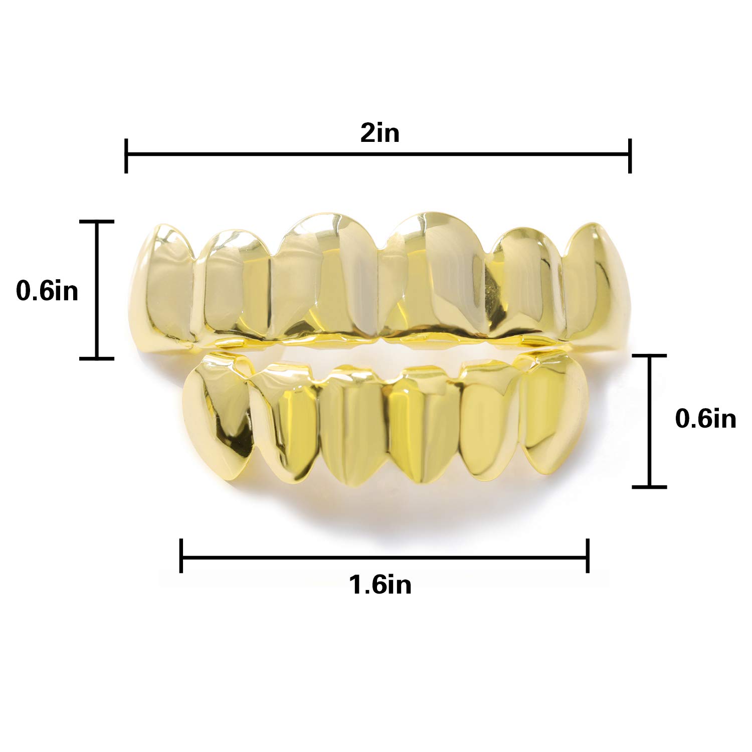TSANLY Gold Grillz 6 Teeth Mouth 24K Plated Gold Top & Bottom Grills Caps Set for Son + Extra Molding Bars + Microfiber Cloth