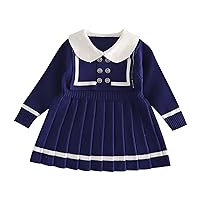 Fleece Long Sleeve Toddler Sweater Dress Autumn and Winter Knit Dress Toddler Dress with Bow