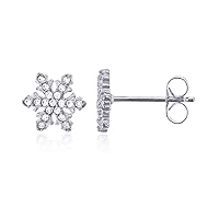 DECADENCE Sterling Silver 3d Star Micro Pave Stud Earrings for Women and Girls | AAA Cubic Zirconia Cubic Zirconia Diamond | Multi Stars Moon Snowflake | Hypoallergenic Studs | Secure Back | 925
