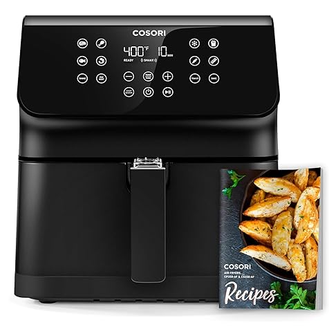 Pro II Air Fryer Oven Combo, 5.8QT Large Airfryer that Toast, Bake, 12-IN-1 Customizable Functions, Cookbook and Online Recipes, Nonstick & Detachable Square Basket, Dishwasher-Safe, Black