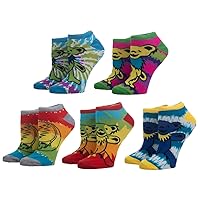 Bioworld Grateful Dead 5 Pack Pair Tie Dye Ankle Socks for Men Multicolored
