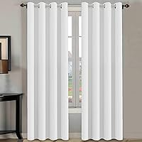 H.VERSAILTEX White Curtains for Bedroom Thermal Insulated Curtains & Drapes Living Room 108 inches Long for Patio Glass Door Window Treatment Extra Long Panels Drapes 2 Panels, Pure White