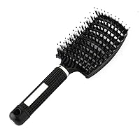 2020 Women Hair Scalp Massage Comb Bristle & Nylon Hairbrush Wet Curly Detangle Hair Brush for Salon Hairdressing Styling Tools (Black)