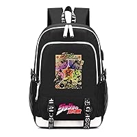 JoJo's Bizarre Adventure Anime Laptop Backpack Rucksack Casual Dayback with USB Charging Port & Headphone Jack /1