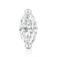 IGI Certified 14k White Gold V-End Prong Marquise Cut Diamond SINGLE STUD Earring (1 cttw,G-H, SI1-SI2)