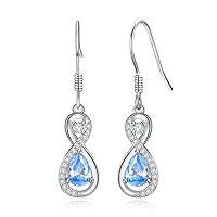Aquamarine Earrings Dangle Earrings for Women Sterling Silver Infinity Earrings with 5A Cubic Zirconia Hooks Jewelry Mother's Day Gifts for Mom