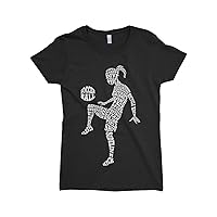 Threadrock Big Girls' Soccer Player Typography Fitted T-Shirt