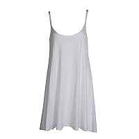 Forever Womens Plus Size Sleeveless Plain Viscose Jersey Swing Dress (ML= (10-12), White)