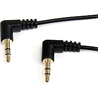StarTech.com 6 ft. (1.8 m) Right Angle 3.5 mm Audio Cable - 3.5mm Slim Audio Cable - Right Angle - Male/Male - Aux Cable (MU6MMS2RA), Black