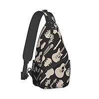 Guitar Pattern Print Trendy Casual Daypack Versatile Crossbody Backpack Shoulder Bag Fashionable Chest Bag