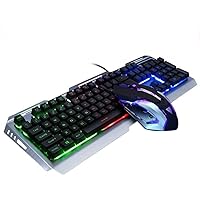Keyboard and Mouse Combo Wired Backlit Keyboard,Colorful Mouse Keyboard Set,Lighted Gaming Keyboad,USB Gamer Keyboard Combo,Rainbow LED Keyboard Metal Panel,for Prime Xbox One PS4 PS5 Games
