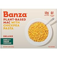Banza Gluten-Free Chickpea Pasta, Vegan Deluxe Cheddar 12g Protein | Lower Carb | High Fiber | High Protein | Plant based Pasta | 8oz