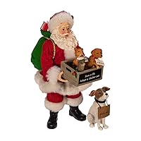 Kurt Adler 10.5-Inch Fabriché™ Adopt-a-Pet Santa with Dog, 2 Piece Set