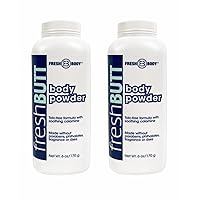 Fresh Body Fresh Butt Body Powder for Men and Women - Unscented Deodorant Powder, Anti-chafing, Talc-Free, 6oz (2 Pack)