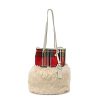 Samir Nasri 2252211013 Women's Shoulder Bag, Sugar Fur Drawstring Shoulder Bag, Off-White (200)