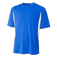 A4 Men’s High-Performance Moisture-Wicking Color Block T-Shirt | Cooling Dry Wick Short Sleeve Shirt | Multisport Active Wear | Gym, Workout, Sports, & Running Top | XL | Royal/White