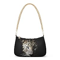 ALAZA Leopard Head Close Up Animal Print Shoulder Bag Purse for Women Tote Handbag with Zipper Closure