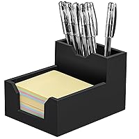 Black Sticky Note Holder, Silicone Memo Holder with Pen or Card Slots, Sticky Note Dispenser, Fits 3x3 Inches Sticky Notes