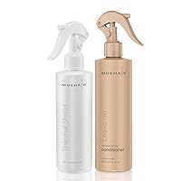 MOEHAIR COMBO of Heat Protectant Spray and Leave In Conditioner | Hair Dryer and Flat Iron Heat Protection | Intensely Hydrates and Smoothens | Nourishes and Repairs