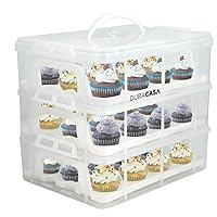 Cupcake Carrier, Cupcake Holder | Premium Upgraded Model Holds Cupcakes Steadier | Store up to 36 Cupcakes or Muffins | Stacking Cupcake Storage Container | Use 1,2, or 3 Tiers (White)