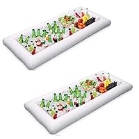 2 Packs Inflatable Pool Table Serving Bar - Large Buffet Tray Server with Drain Plug - Keep Your Salads & Beverages Ice Cold - for Parties Indoor & Outdoor Use
