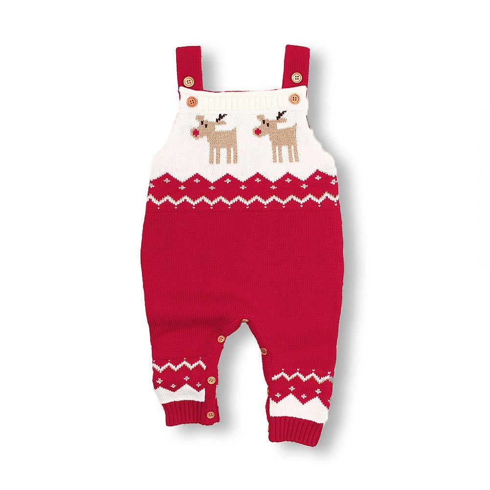 mimixiong Baby Christmas Sweater Toddler Reindeer Outfit Sleeveless Red Clothes
