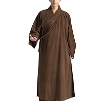 Meditation Monk Outfit Zen Buddhist Men Wool Robe Winter Brown