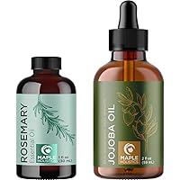 Pure Rosemary and Jojoba Oil Set - Refreshing Rosemary Essential Oil and Jojoba Oil for Hair Nails and Skin - Rosemary Aromatherapy Oils for Diffuser and Jojoba Carrier Oil for Essential Oils Mixing