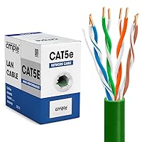 Cmple - Cat5e Ethernet Cable 1000ft Gigabit Network Cat 5e Bulk Unshielded Twisted Pair (UTP), Solid 24AWG CMR 350 MHz Green