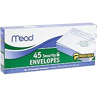 #10 Envelopes, Security Printed Lining for Privacy, Press-It Seal-It Self Adhesive Closure, All-Purpose 20-lb Paper, 4-1/8