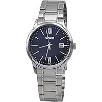 Casio MTP-V002D-2B3 Men's Standard Analog Stainless Steel Date Roman Blue Dial Watch
