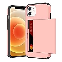ZIYE for iPhone 12 Pro Case with Card Holder,for iPhone 12 Pro Wallet Case Anti-Scratch Dual Layer Hidden Pocket Phone Case Shockproof Cover Compatible with iPhone 12/12 Pro-Pink