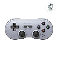 AKNES 8Bitdo SN30 Pro Bluetooth Controller, Hall Effect Joystick Update, Gaming Controller Compatible with Apple, Switch, Windows, Steam Deck, Android and Raspberry Pi - Gray Edition