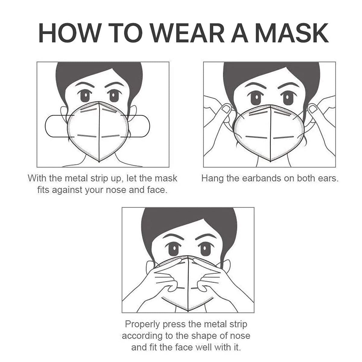 LEMENT 50pcs KN95 Face Mask Black 5 Layer Cup Dust Safety Masks Filter Efficiency≥95% Breathable Elastic Ear Loops Black Masks