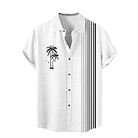 Funny Hawaiian Shirts for Men Striped Summer Beach Short Sleeve Button Down Shirts 2024 Casual Untucked Fashion Hawaii Tops