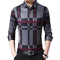 Streetwear Men Casual Plaid Shirts Spring Autumn Korean Male Clothing Thin Long Sleeve Lapel Loose Business Tops