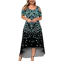 Formal Plus Size Dresses Trendy Sexy Off The Shoulder Maxi Dress Casual Short Sleeve Flowy Elegant Floral Long Dress