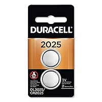 DURACELL DL2025B2PK Lithium Coin Battery, 2025, 2/Pack