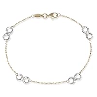 JewelryWeb 14k Italian Two-tone Gold Infinity Station Link 7.25-inch Bracelet